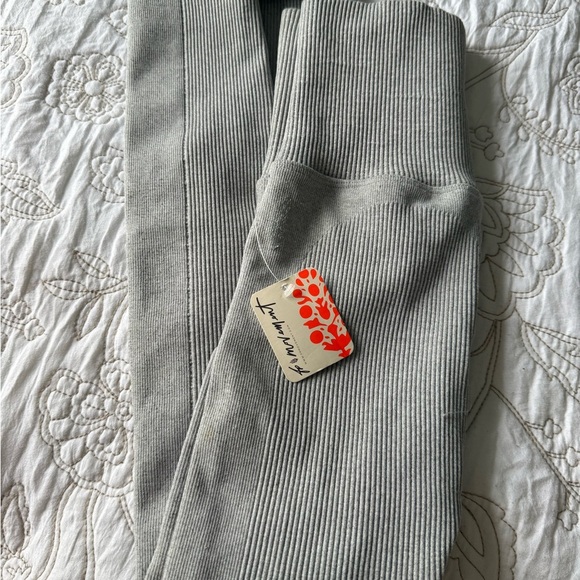 Free People Movement Stylish Ribbed Gray Leggings - Picture 3 of 5